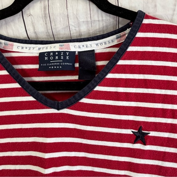 Vintage Red and White Striped American Embroidered Fourth of July Tank Top 1X - Picture 2 of 8